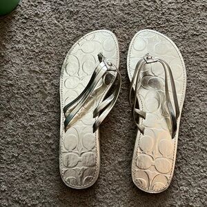Coach Gold Metallic Flip Flops